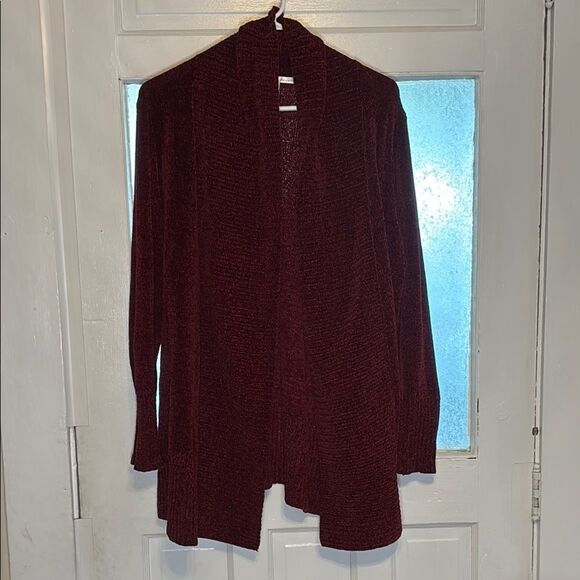 Seven7 Women's Burgundy Open Front Cardigan Sweater Size L - Picture 1 of 6